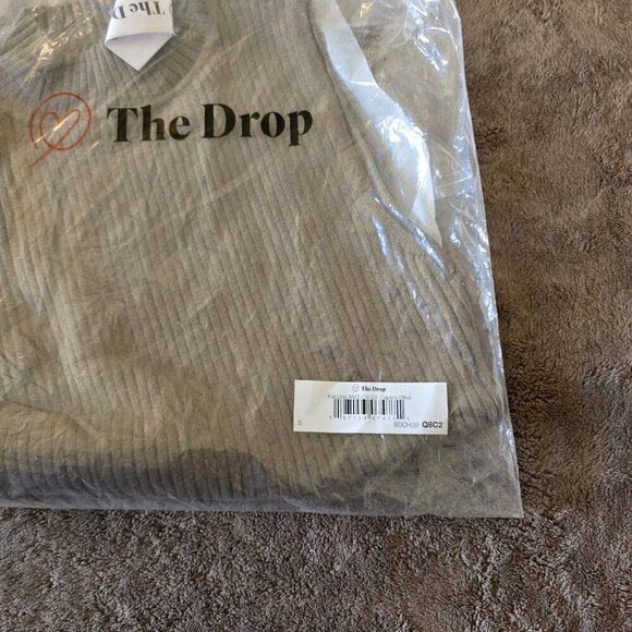 The Drop Karolina Sleeveless High Mock Neck Ribbed Sweater Tank Top Olive Small - Picture 4 of 16